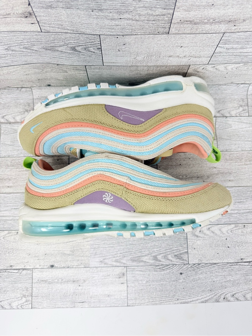 Nike Air Max 97 SE GS Sun Club Copa Sail Wheat Grass DQ-4126-400 7Y-8.5 Woman - Picture 4 of 11